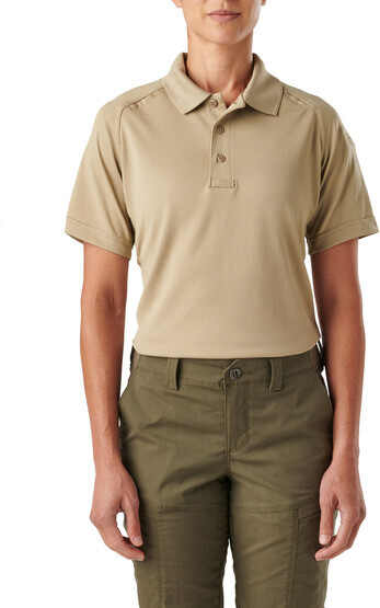 5.11 Women's Tactical Performance Short Sleeve Polo in Silver Tan with three button placket